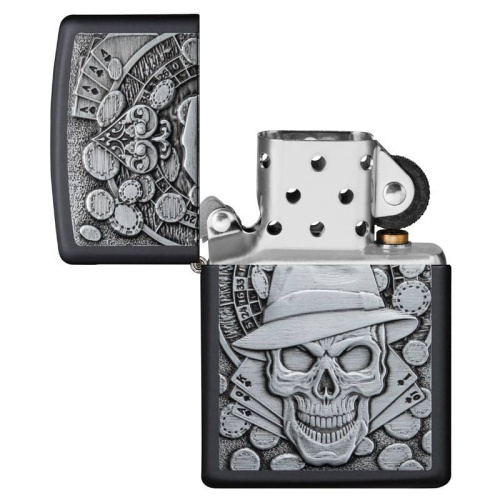 499 ZIPPO Зажигалка ZIPPO Gambling Skull с покрытием Black Matte фото 4
